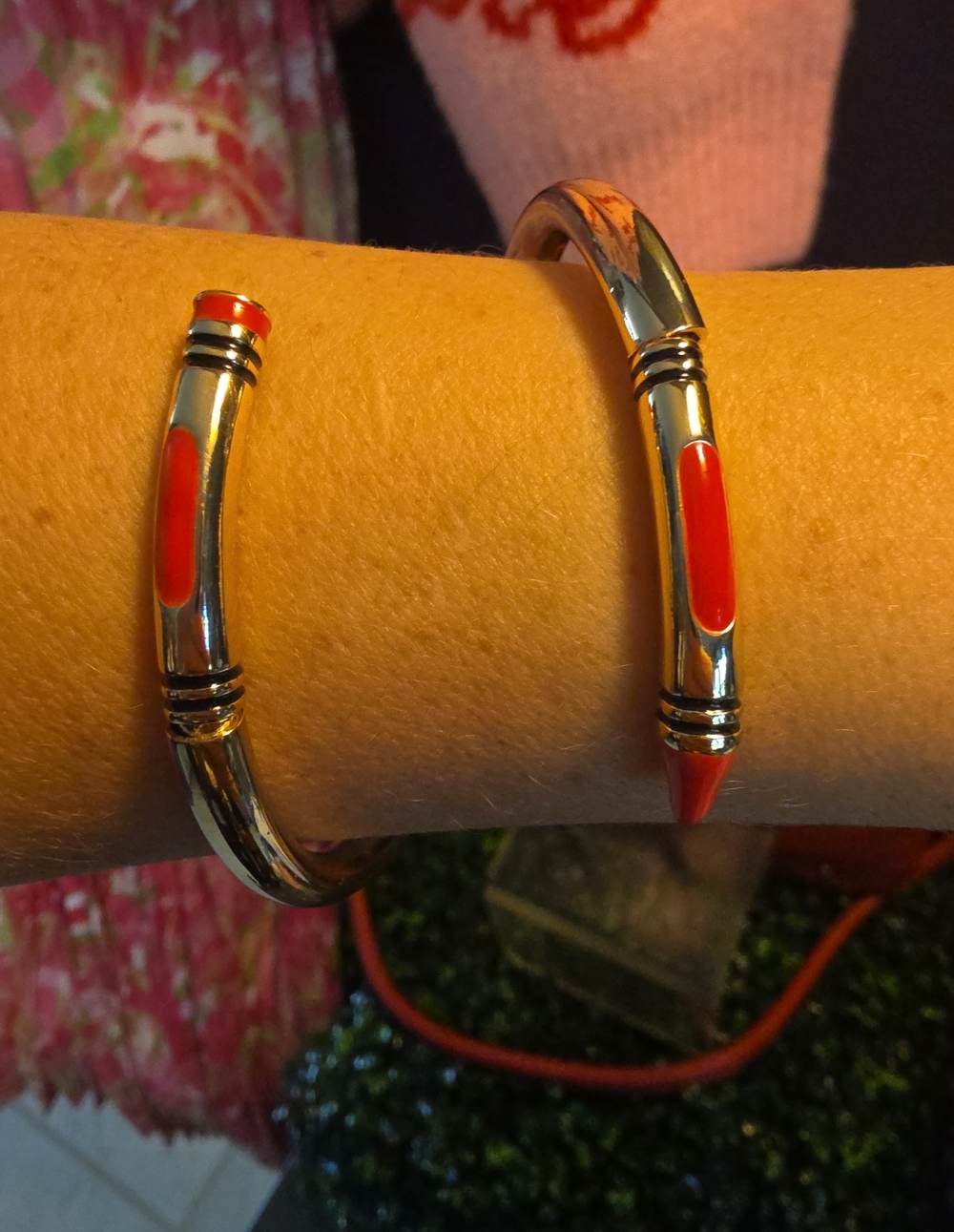 Unique Gold & Red Crayon Wrap Style Bracelet - New